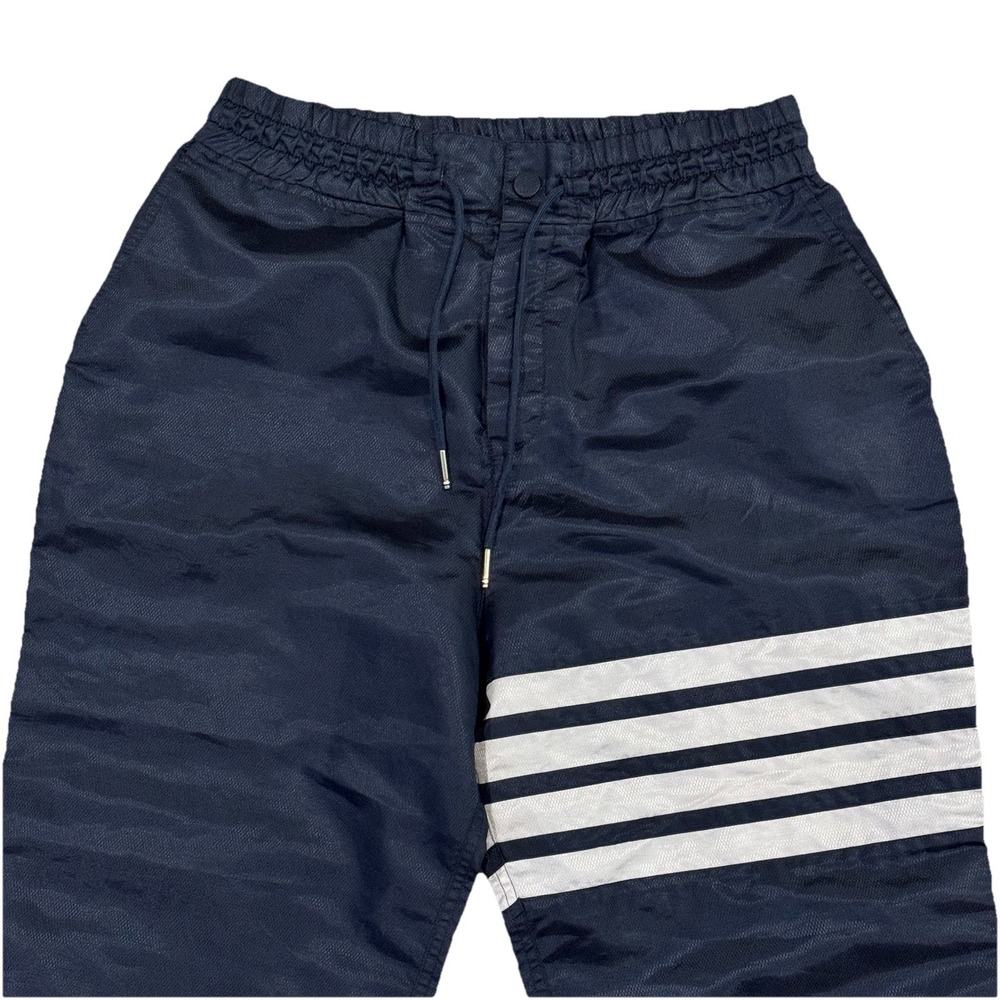 Thom Browne Men's Size 3 Navy Blue 4-Bar Striped Ripstop Track Pants Italy euc